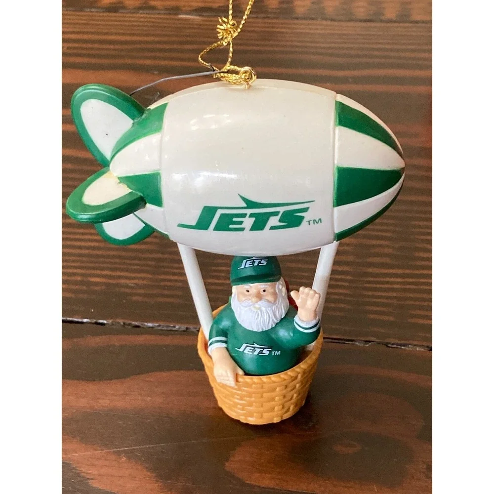 NFL‎ New York Jets Santa's Watching Blimp Ornament in Box Russ Christmas Green